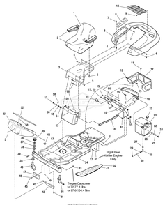 Frame, Body And Seat Group Diagram and Parts List for 2690519 (107277741)(2005) Briggs and Stratton Lawn Tractor